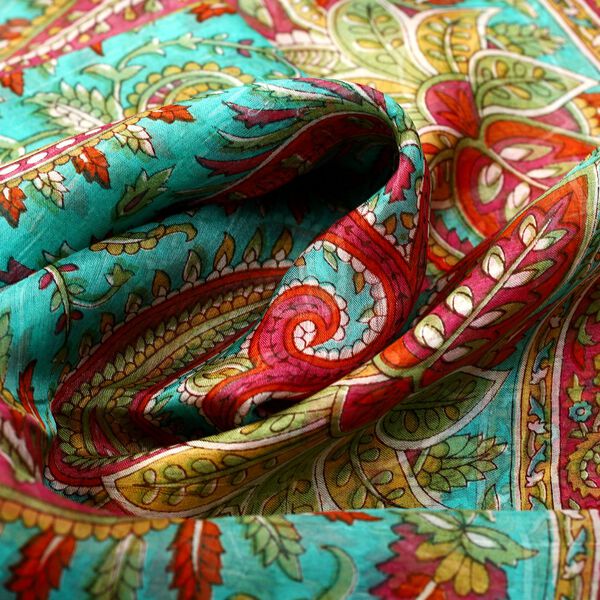 100% Satin-Seidenschal, bedruckt mit Kartenmuster, 50x160cm, Orange image number 6