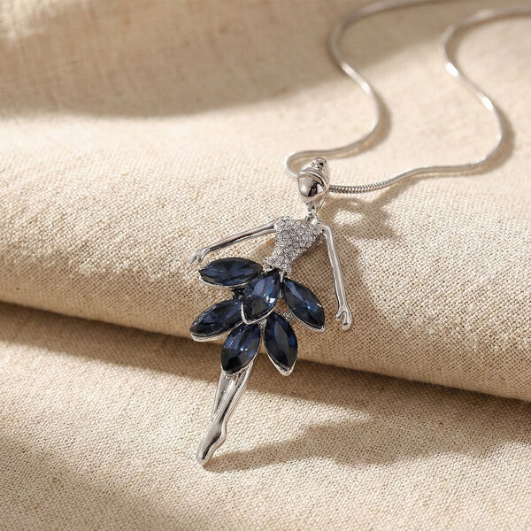 Blau Kristall, Wei&szlig;er Kristall Anh&auml;nger mit Kette ca. 63.5 cm + 5 cm Extender image number 1