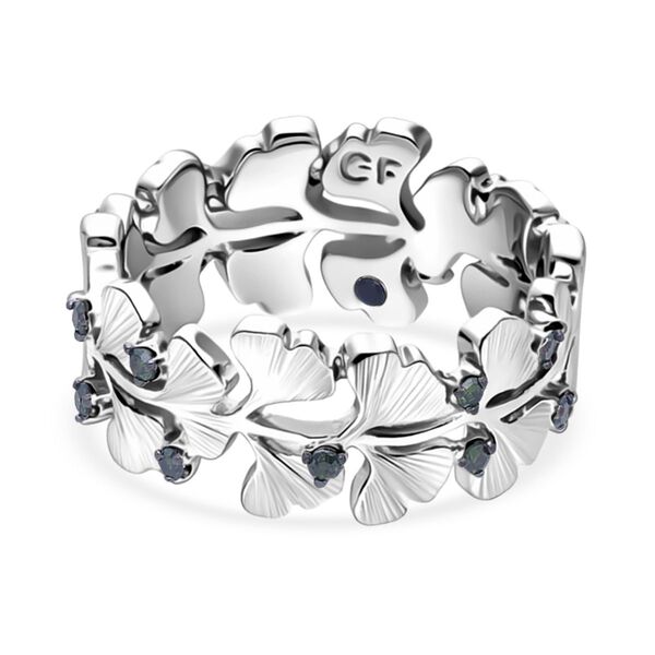 GP - Gr&uuml;ner Diamant, Kanchanaburi Blauer Saphir Ring 925 Silber Rhodiniert (Gr&ouml;&szlig;e 20.00) ca. 0,15 ct image number 5