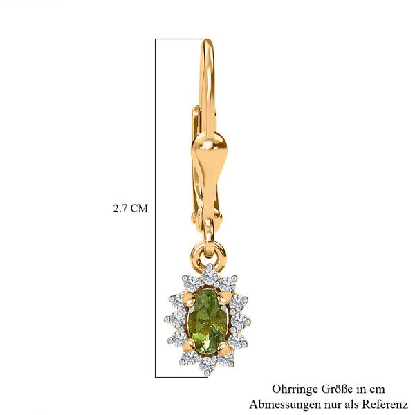 Nat&uuml;rliche AA Calabar-Turmalin, Wei&szlig;er Zirkon Ohrringe, 925 Silber Gelbgold Vermeil ca. 0.77 ct image number 6