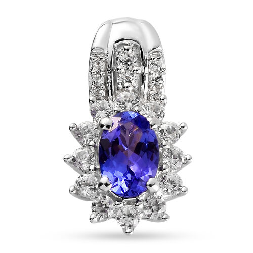 AAA Tansanit und Zirkon-Anhänger, 925 Silber platiniert ca. 1,09 ct image number 0