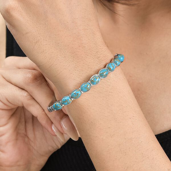 Blaues T&uuml;rkis Armreif ca. 19 cm Edelstahl ca. 10.80 ct image number 3