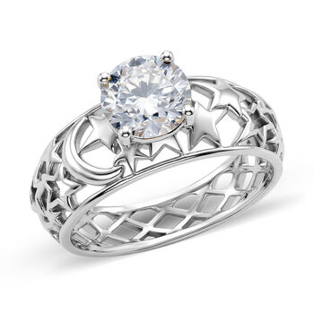 D'Joy Moissanit Ring 925 Silber Platiniert (Gr&ouml;&szlig;e 17.00) ca. 1,20 ct