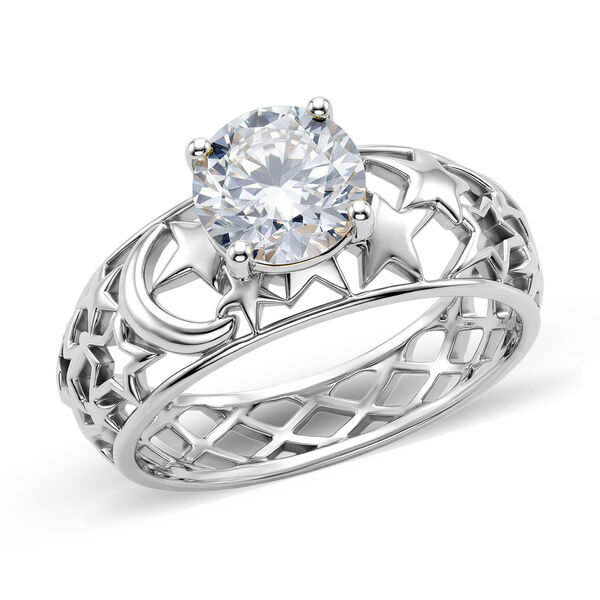 D'Joy Moissanit Ring 925 Silber Platiniert (Gr&ouml;&szlig;e 17.00) ca. 1,20 ct image number 3