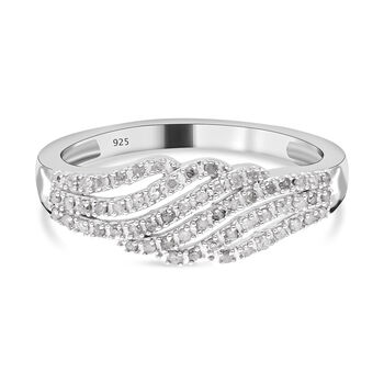 Wei&szlig;er Diamant Ring, 925 Silber platiniert (Gr&ouml;&szlig;e 20.00) ca. 0.33 ct