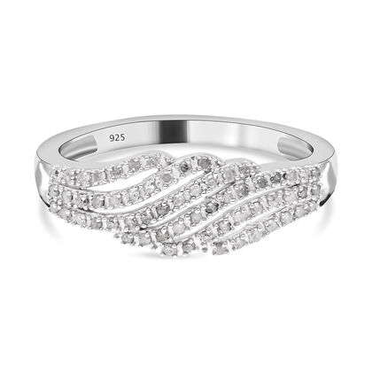 Wei&szlig;er Diamant Ring, 925 Silber platiniert (Gr&ouml;&szlig;e 20.00) ca. 0.33 ct