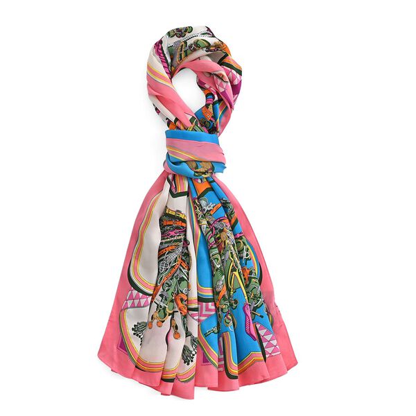 LA MAREY Signature Seidenschal aus 100% Maulbeerseide, 55 x 170 cm, Pink image number 5