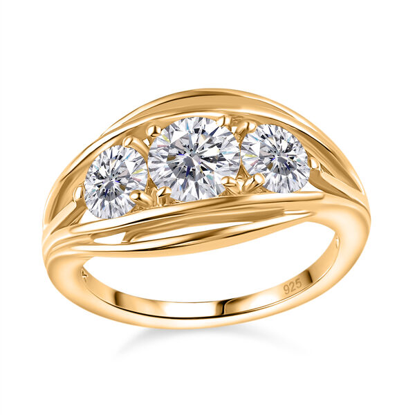 Moissanit Ring, 925 Silber 750 Gelbgold Vermeil - 1,64 ct. image number 4