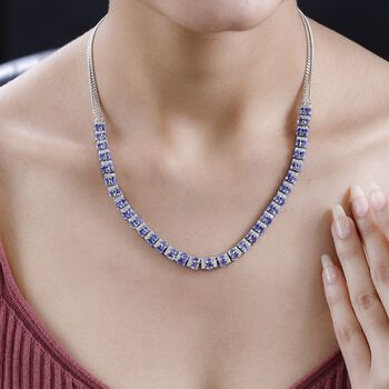 Tansanit und Zirkon Halskette, 45 cm - 13,18 Ct.