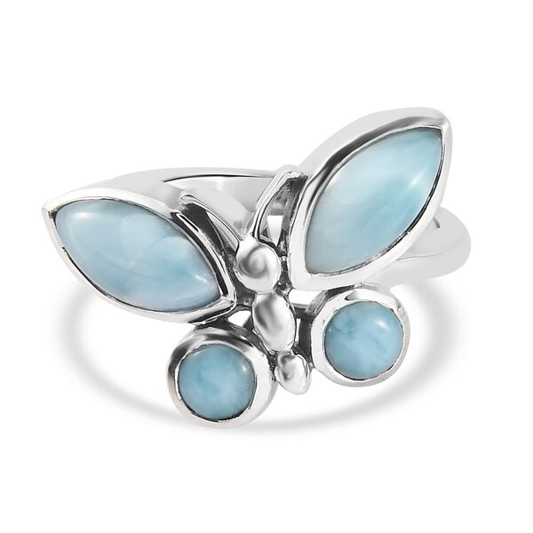 Larimar Ring  925 Silber Platin-&Uuml;berzug