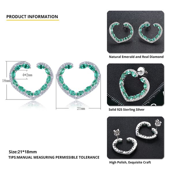 AAA Kagem sambische Smaragd und Zirkon-Ohrringe- 1,52 ct. image number 4