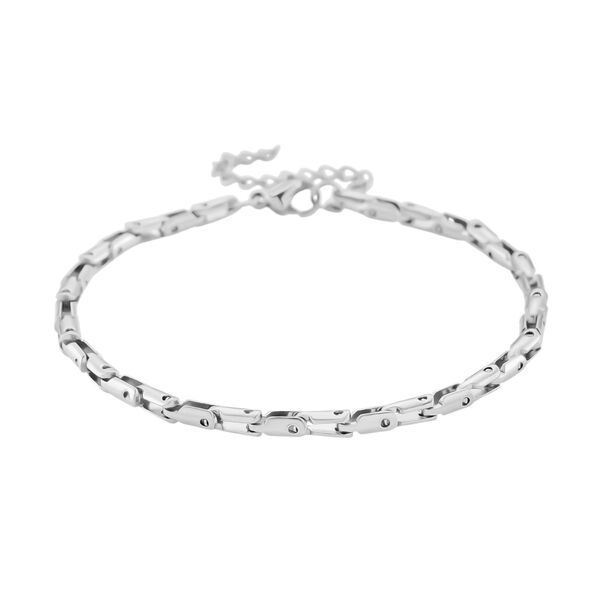 2er-Set Armbänder, Edelstahl, Bambus-Design und Schlangenarmband-Optik, Silberfarben, ca. 19 cm image number 6