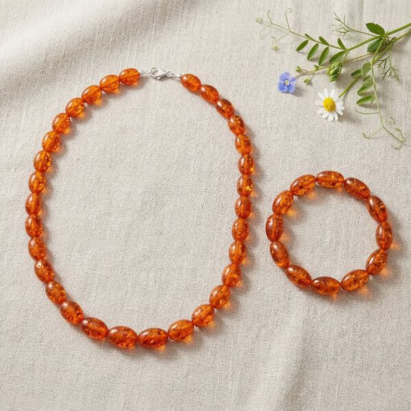 Synthetische Bernstein 45cm Halskette und 19cm Armband image number 1