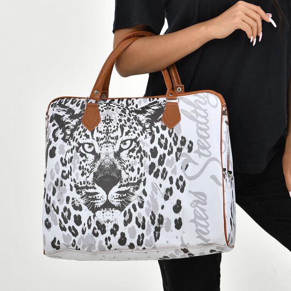 Safari-Tasche mit 100cm Schulterriemen und Leopardenmuster, Schwarz und wei&szlig; image number 3
