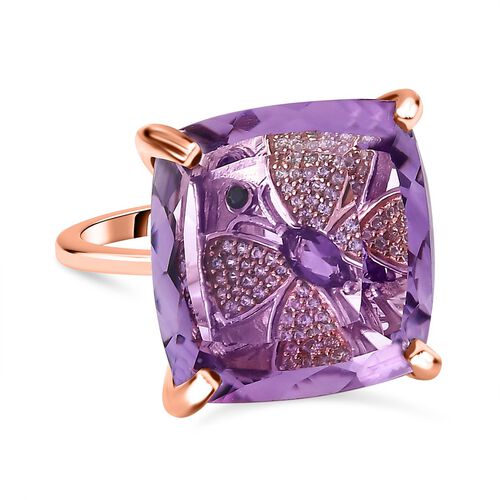 GP Trionfo Kollektion - AA Rose De France Amethyst und afrikanischer Amethyst, Zirkon und blauer Saphir-Ring - 27,65 ct. image number 0