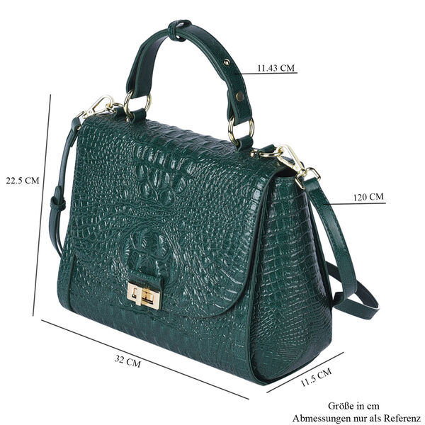 Luxus Crossbody Tasche mit Kroko-Prägung aus echtem Leder, Grün image number 7