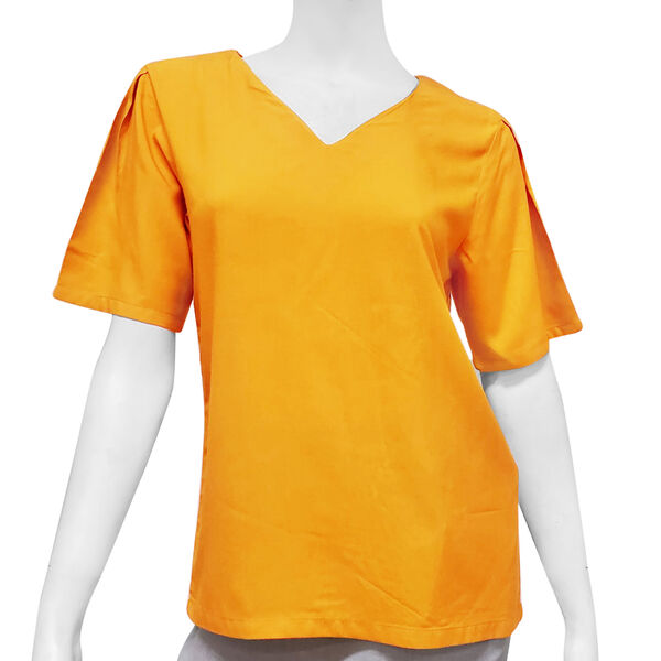 Frauen kurzes &Auml;rmel Top, Gr&ouml;&szlig;e 36, Gelb image number 8