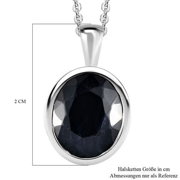 Schwarzer Saphir Anhänger mit Kette, 925 Silber platiniert ca. 5.84 ct image number 6