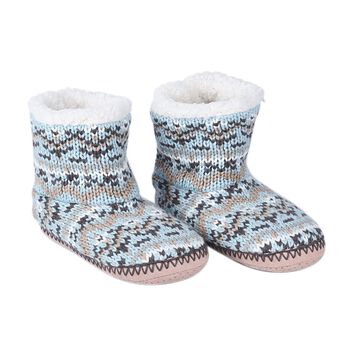 1 paar rutschfeste und gestrickte Hausschuhe mit Fellfutter, Gr&ouml;&szlig;e M, Tribal