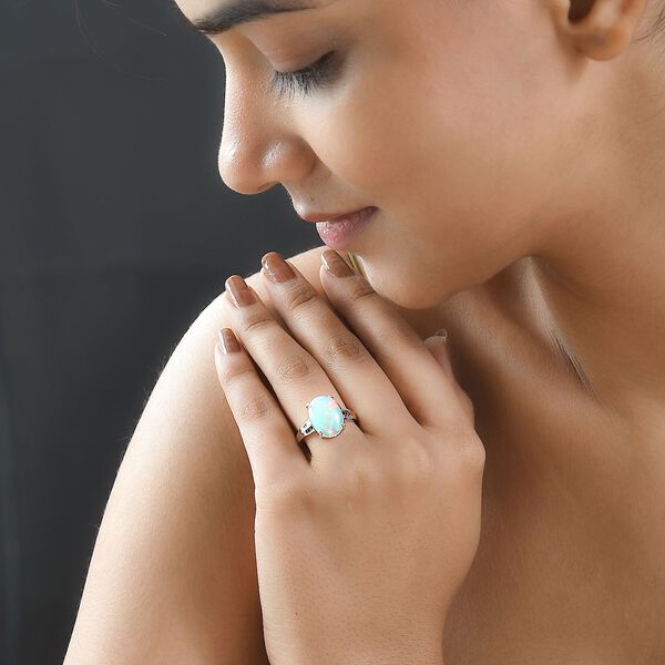 AAA natürlicher, äthiopischer Welo Opal und Diamant-Ring - 3,46 ct. image number 3