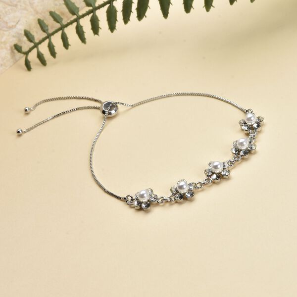 Simuliertes, wei&szlig;es Perlen und Zirkonia-Armband - 1,50 ct. image number 2