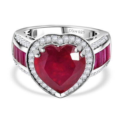 D'Joy AA Afrikanischer Rubin (Fissure gef&uuml;llt) Ring 925 Silber rhodiniert (Gr&ouml;&szlig;e 21.00) ca. 10,80 ct