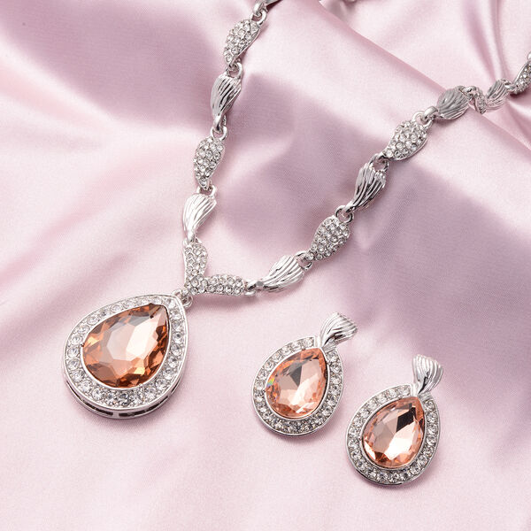 Simuliertes, braunes und wei&szlig;es Kristall-Schmuckset - 55,53 ct. image number 2