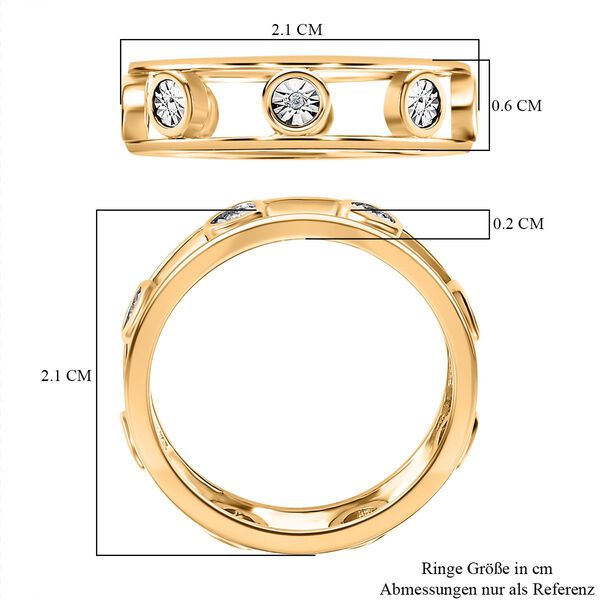 Doppelreihiger Ring mit Weißen P Diamanten, 925 Silber 750 Gelbgold Vermeil (Größe 18.00) image number 6