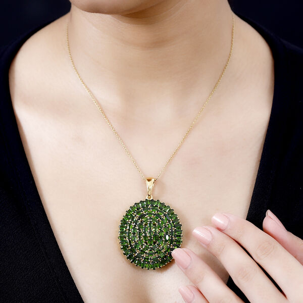 Nat&uuml;rlicher Chromdiopsid-Anh&auml;nger, 925 Silber vergoldet ca. 24,31 ct image number 3