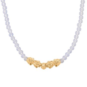 2er Set - Opalite Halskette und Armband Legierung gelb vergoldet ca. 430.00 ct