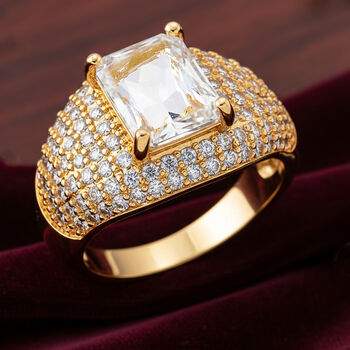 Wei&szlig;er Zirkonia Ring Nickelfreies Messing gelb vergoldet (Gr&ouml;&szlig;e 20.50)