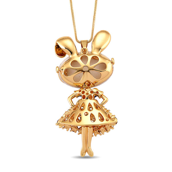 Mehrfarbiger Kristall Anh&auml;nger mit Kette, ca. 63.5 cm + 5 cm Extender, Legierung emailliert, Legierung Gelb image number 5