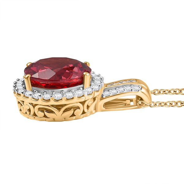 D'Joy Labor Padparadscha Saphir und Moissanit Anh&auml;nger mit 45cm Kette und Ring image number 5
