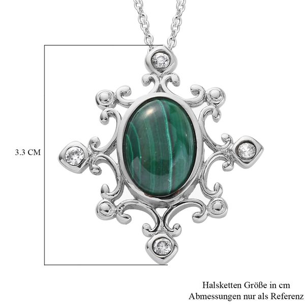 Malachit und Zirkon Anh&auml;nger mit 50cm Kette - 8,69 ct. image number 6