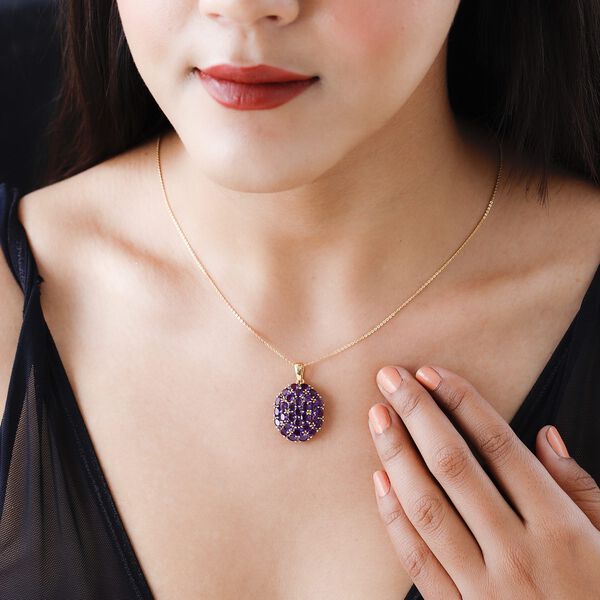 Afrikanischer Amethyst Anh&auml;nger mit Kette, 925 Silber Gelbgold Vermeil ca. 4,65 ct image number 2