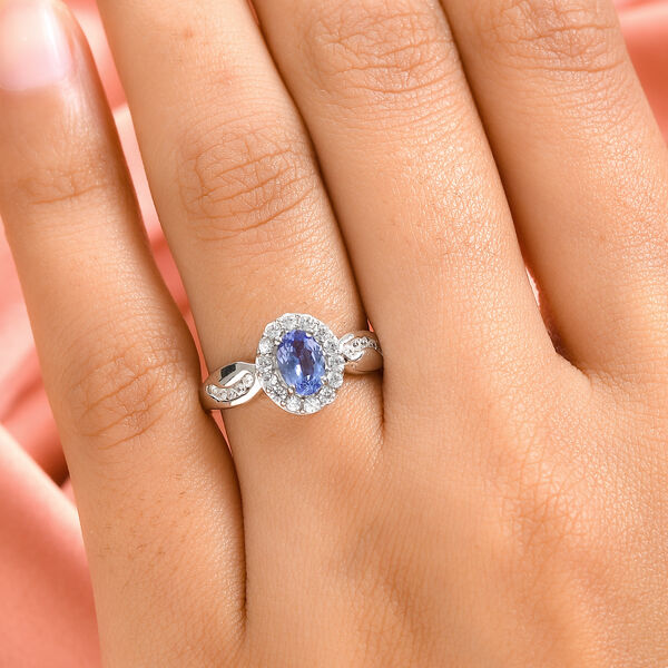 Tansanit und Zirkon Ring 925 Silber platiniert  ca. 1,04 ct image number 3