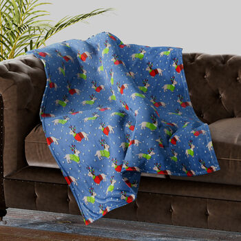 Supersoft Mikrolanell bedruckte Decke, Rentier-Muster, Gr&ouml;&szlig;e 150x200 cm, Hellblau