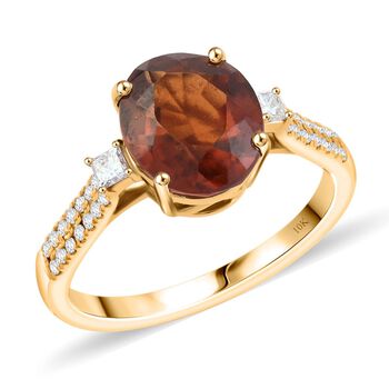 LUXORO zertifiziert und gepr&uuml;ft AAA Honig Granat und Diamant Ring in 417 Gold - 3,6 ct.