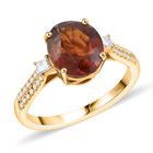 AAA Honig Granat, Weißer Diamant Ring 417 Gold (Größe 19.00) ca. 3,60 ct