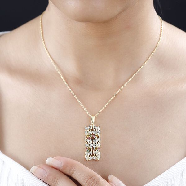 ALLORO AA Multi-Turmalin und Zirkon-Anh&auml;nger mit 45cm Kette - 0.88 ct. image number 9