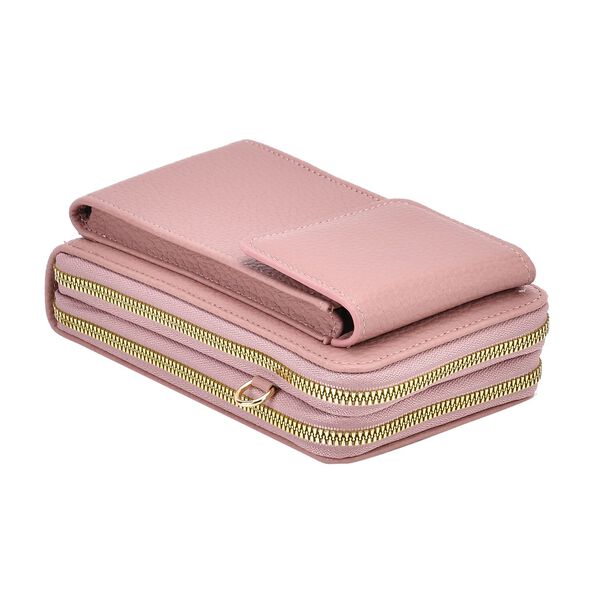 Crossbody-Handytasche mit RFID-Schutz und gemustertem Trageriemen, 19x6x11 cm, Rosa image number 7