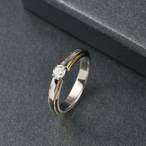 Lab Grown Diamant SI Ring 925 Silber Rhodiniert und 750 Gelbgold Vermeil (Größe 18.00) ca. 0,50 ct image number 1