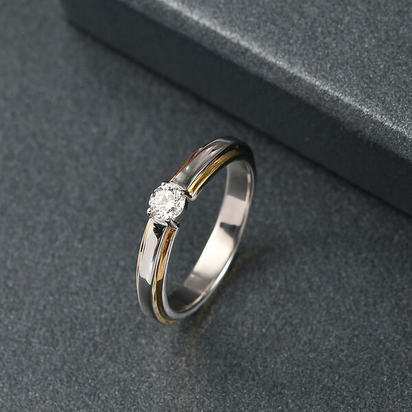 LUXURIANT DIAMOND -Lab Grown Diamant SI-GH SGL zertifiziert Ring, 925 Silber Rhodiniert und 750 Gelbgold Vermeil (Größe 18.00) ca. 0.50 ct image number 2