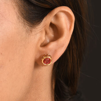 D'Joy Sunset Quarz Triplette Ohrringe 925 Silber 750 Gelb Vergoldet ca. 3.14 ct