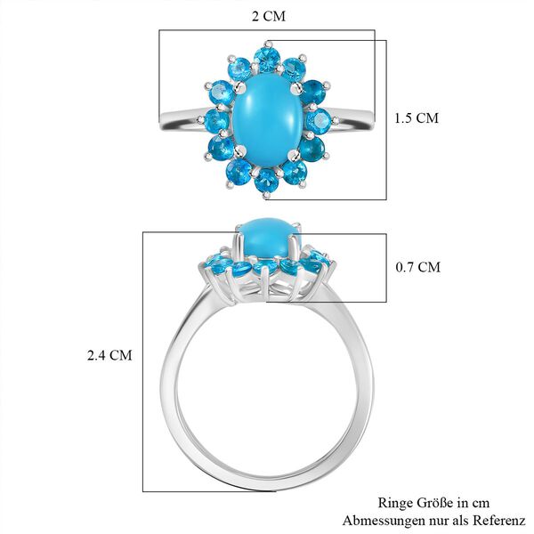 AA Sleeping Beauty Türkis, Neon Apatit Ring 925 Silber rhodiniert (Größe 16.00) ca. 1,77 ct image number 7