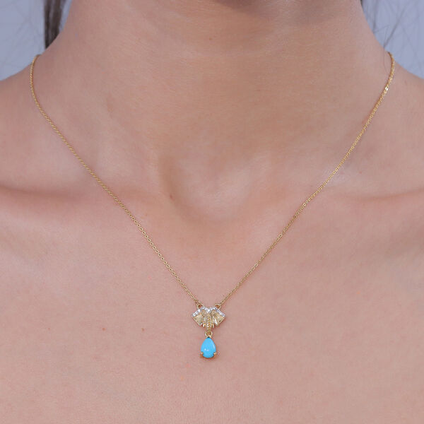 D'Joy AA Sleeping Beauty T&uuml;rkis, Wei&szlig;er Zirkon Halskette ca. 45 cm 925 Silber 750 Vergoldet ca. 0.81 ct image number 2