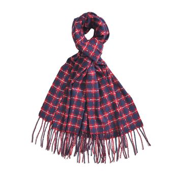Karierter Schal mit Fransen, 70x180cm, Rot