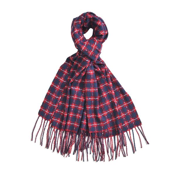 Karierter Schal mit Fransen, 70x180cm, Orange