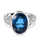 London Blau Topas und weißer Zirkon Ring, 925 Silber platiniert (Größe 17.00) ca. 8.63 ct