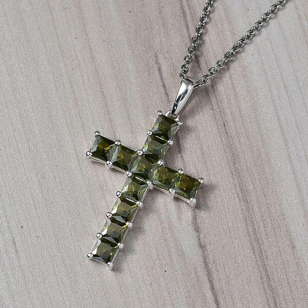D'Joy Lustro Stella Peridot Zirkonia Schmuckset ca. 50 cm 925 Silber und Edelstahl 5.80 ct image number 1